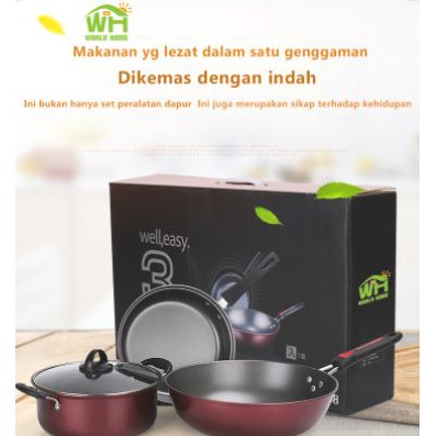 Panci Teflon Set Wajan Penggorengan Teflon Set isi 3 Pcs Panci Teflon 3 Set TG-5 Worldhome66