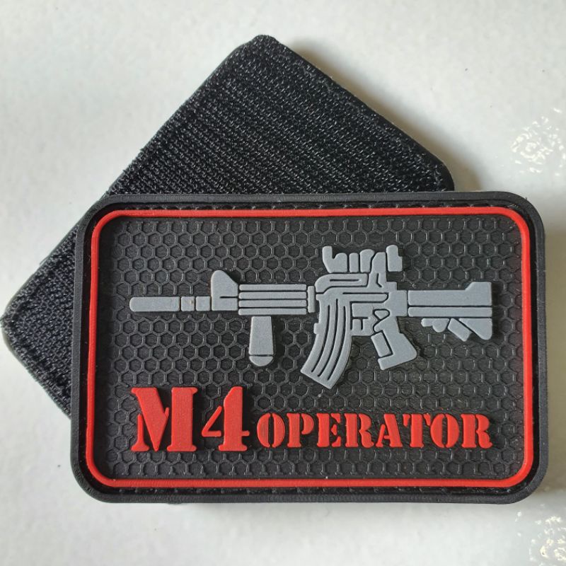 PATCH RUBBER LOGO SNIPER M4 OPERATOS DASAR HITAM/TEMPELA EMBLEM KARET VELCRO