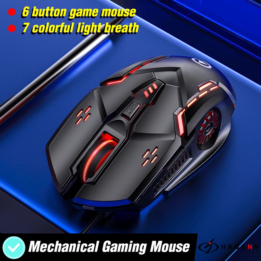 Mouse Gaming Wired Kabel USB Laptop Komputer PC Game RGB LED Murah Unik Ergonomic Up To 3200 DPI