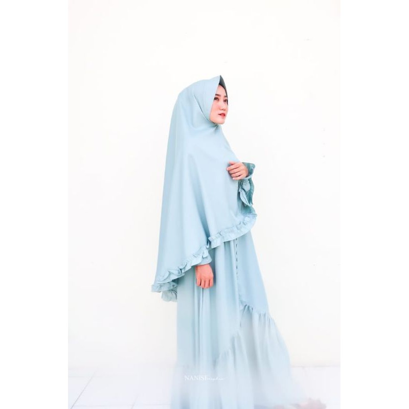Baju Gamis Wanita Muslim Terbaru S M L XL RESHIQA Syari Set Khimar | Dress/Gamis Syari RESHIQA Set W