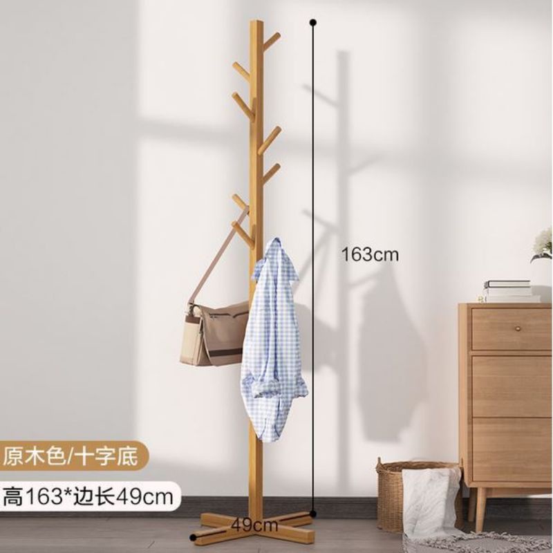 KAYU + Stand Hanger / Gantungan Tiang Berdiri / Hanger Gantungan Baju Tas / Gantungan Baju(Kayu Jati