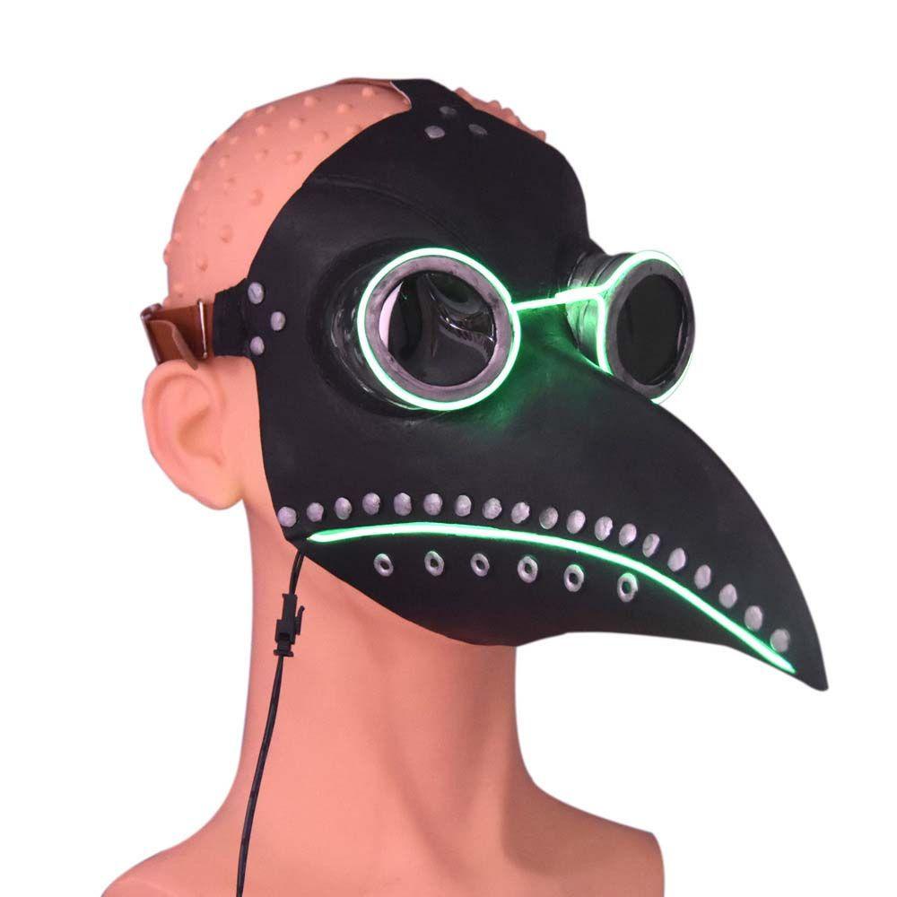 Needway Plague Doctor Mask Carnival Led Flash Masker Halloween Masker Twinkle Masker Lampu Led Hiasan Kepala Masker Anime Masker Glowing Masker Led Light up