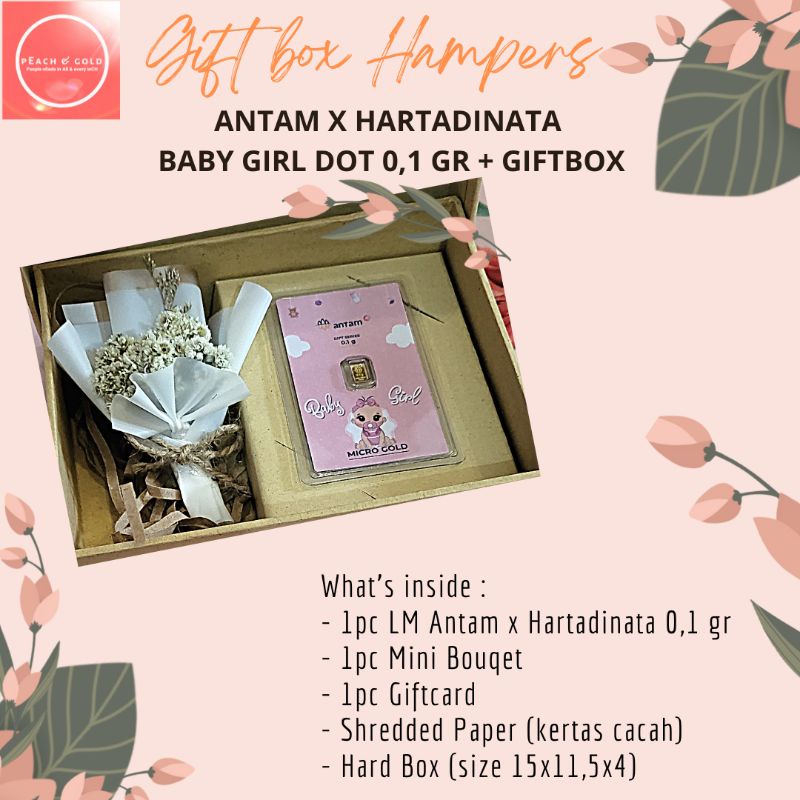 Hampers Antam Hartadinata Baby Girl Dot 0,1gr/Logam Mulia/Gift/Kado/Souvenir/Emas Mini