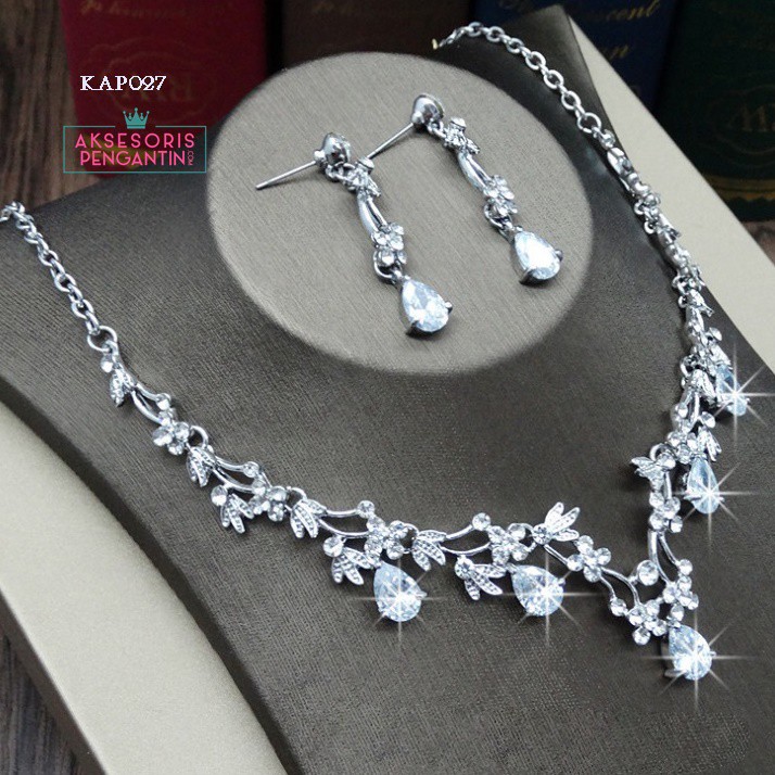 [TOKO TERPERCAYA] AKSESORIS PESTA PERNIKAHAN SET KALUNG ANTING WANITA MODERN KAP027