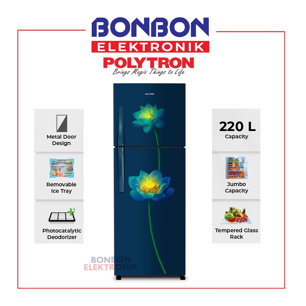 Polytron Kulkas 2 Pintu 220L PRB 237LB / PRB237LB New Belleza 220 L