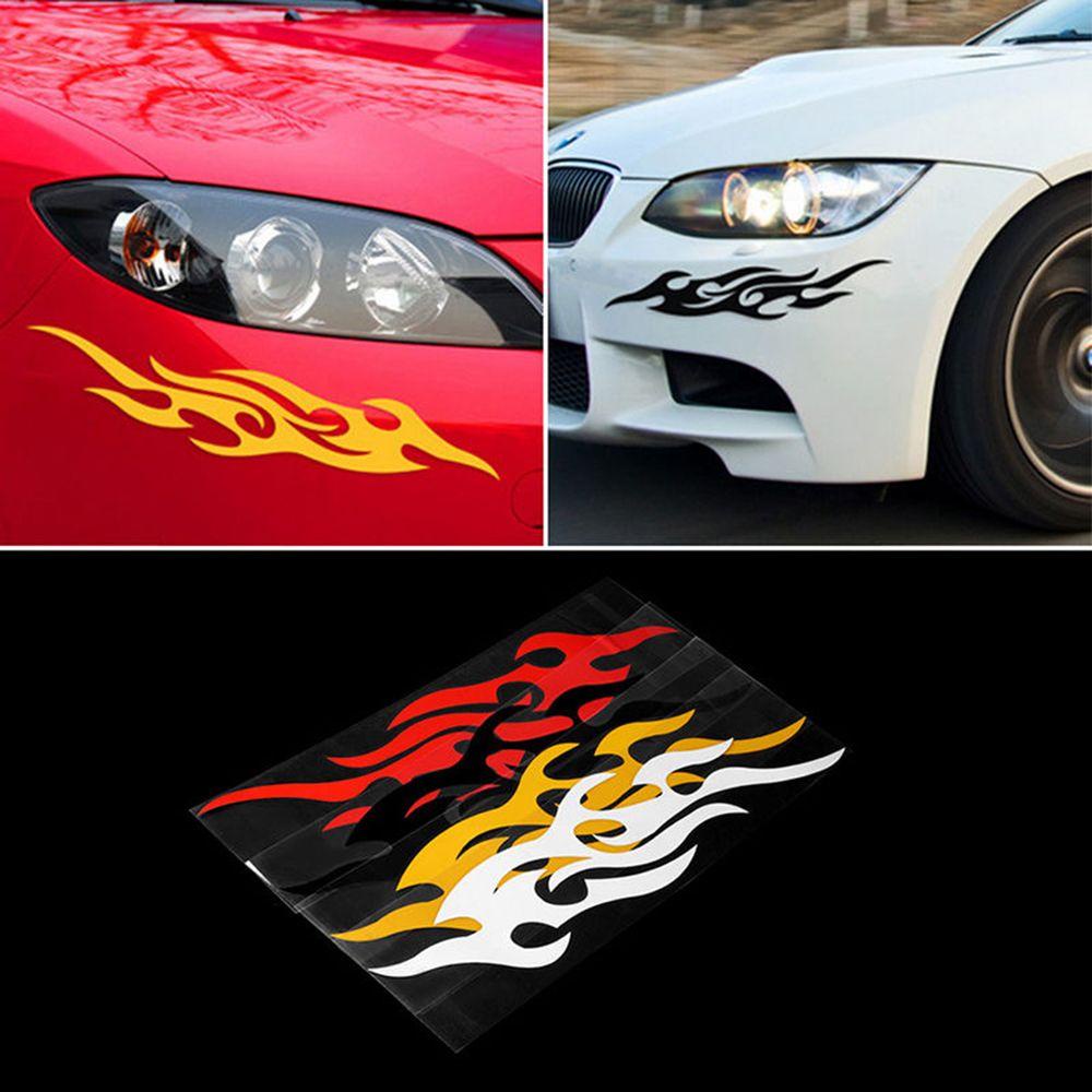 Populer 2pcs Stiker Mobil New Keren Reflektif Api Api