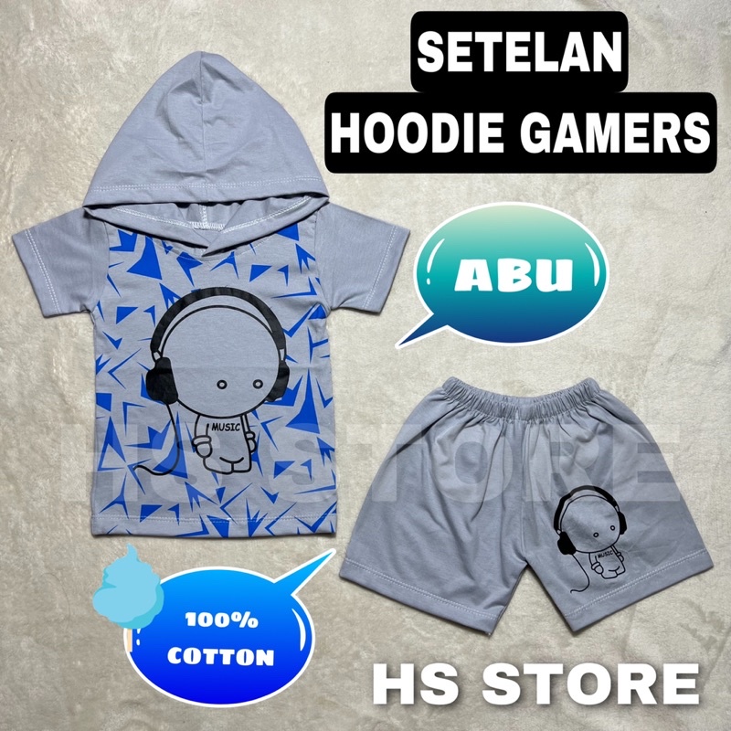 HARGA GROSIR!! SETELAN KAOS HOODIE GAMERS ANAK / BAJU GAMERS ANAK / KAOS GAMERS ANAK