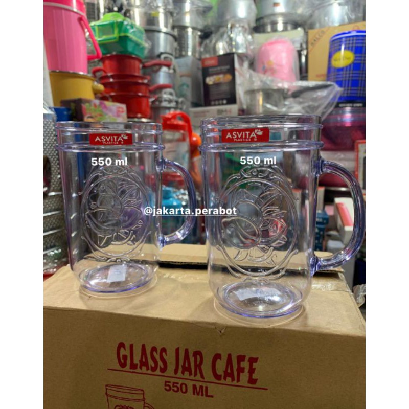 Glass Jar Cafe 550 ml / Gelas Plastik Mika