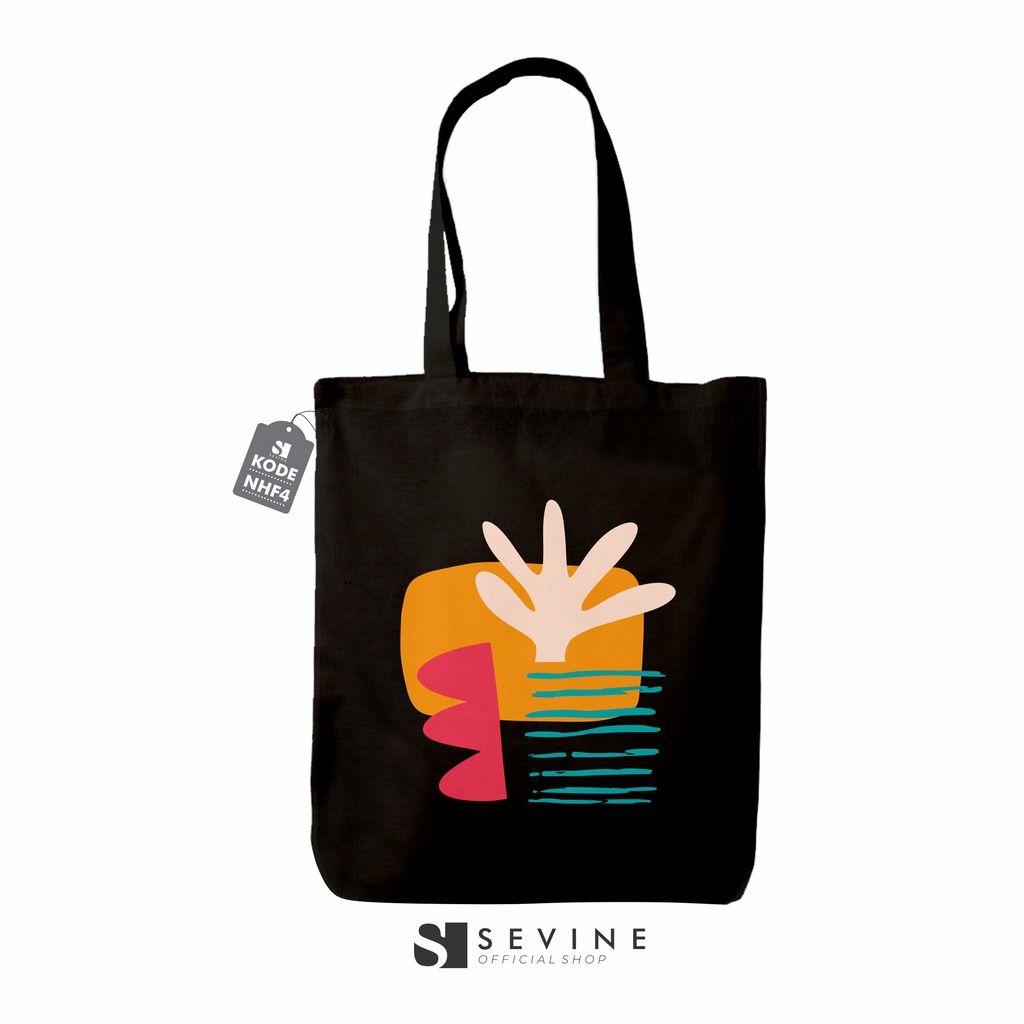 Sevine Tote Bag Resleting Tas Wanita Totebag Trendy Artsy Nordic style Black Series - NHF 4