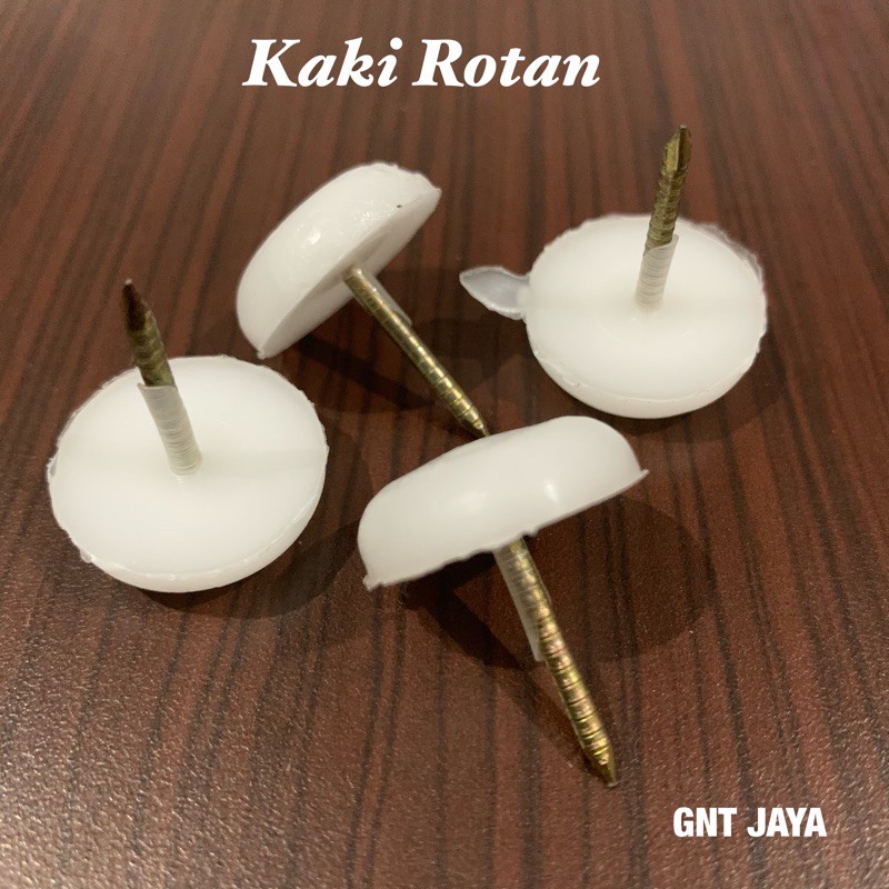 Kaki Rotan plastik alas paku bulat gerigi warna putih hitam coklat 22mm 2.2cm