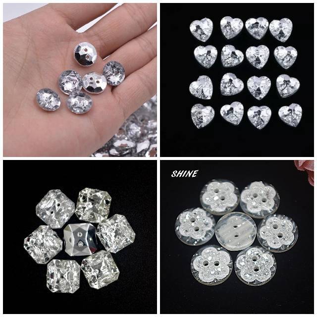 KANCING AKRILIK BLING BLING UNIK CANTIK BERKUALITAS JAHIT DIY CRAFT 01