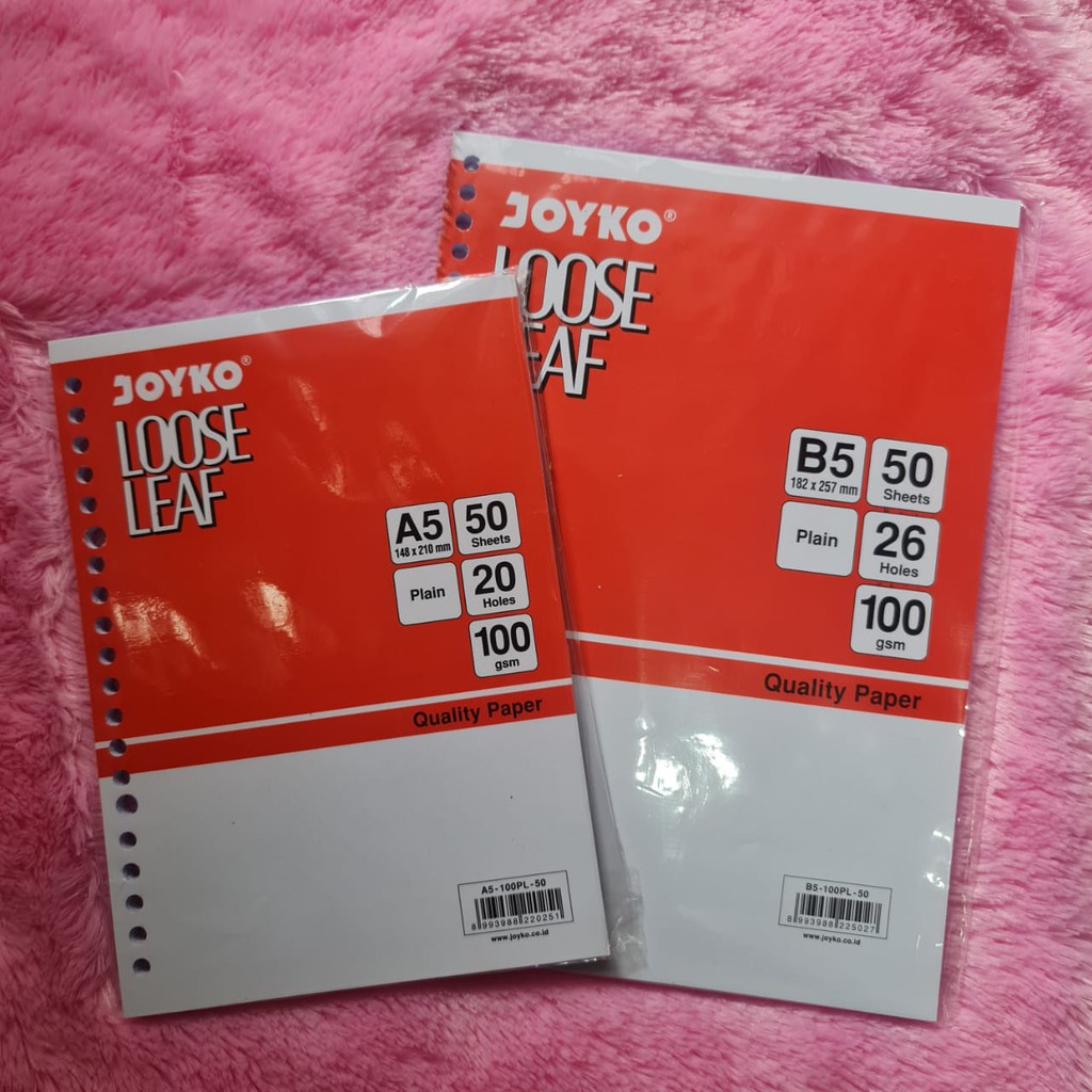 

Kertas Polos Loose Leaf Isi 50 Lembar Ukuran A5 20ring & B5 26ring