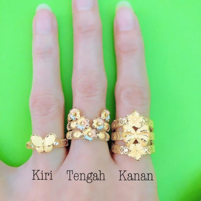 Cincin shinta bunga, kupu kerawang variasi 3 warna UBS 375 8K