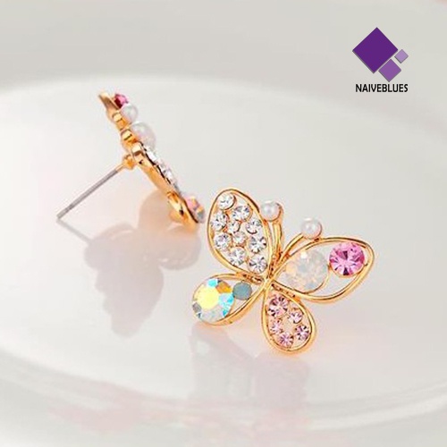 Anting Stud Berlian Imitasi Model Hollow Untuk Wanita
