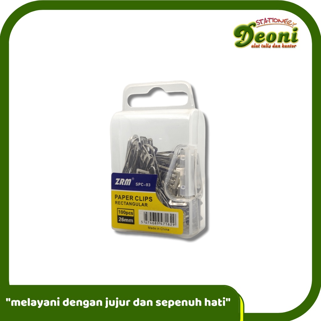 

ZRM SPC-03 Paper Clips Rectangular 2mm isi 100 Pcs Klip Kertas