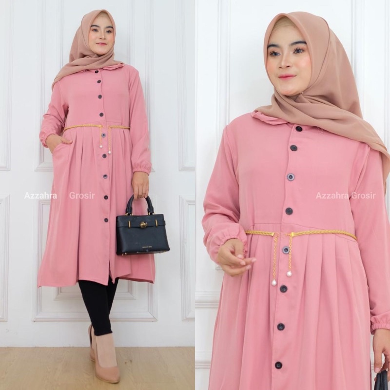 ORIYA TUNIK - LD100-110 Tunik Wanita Shakila Free Belt Kancing Aktif / R.7 - 262-6067 / 529-7175