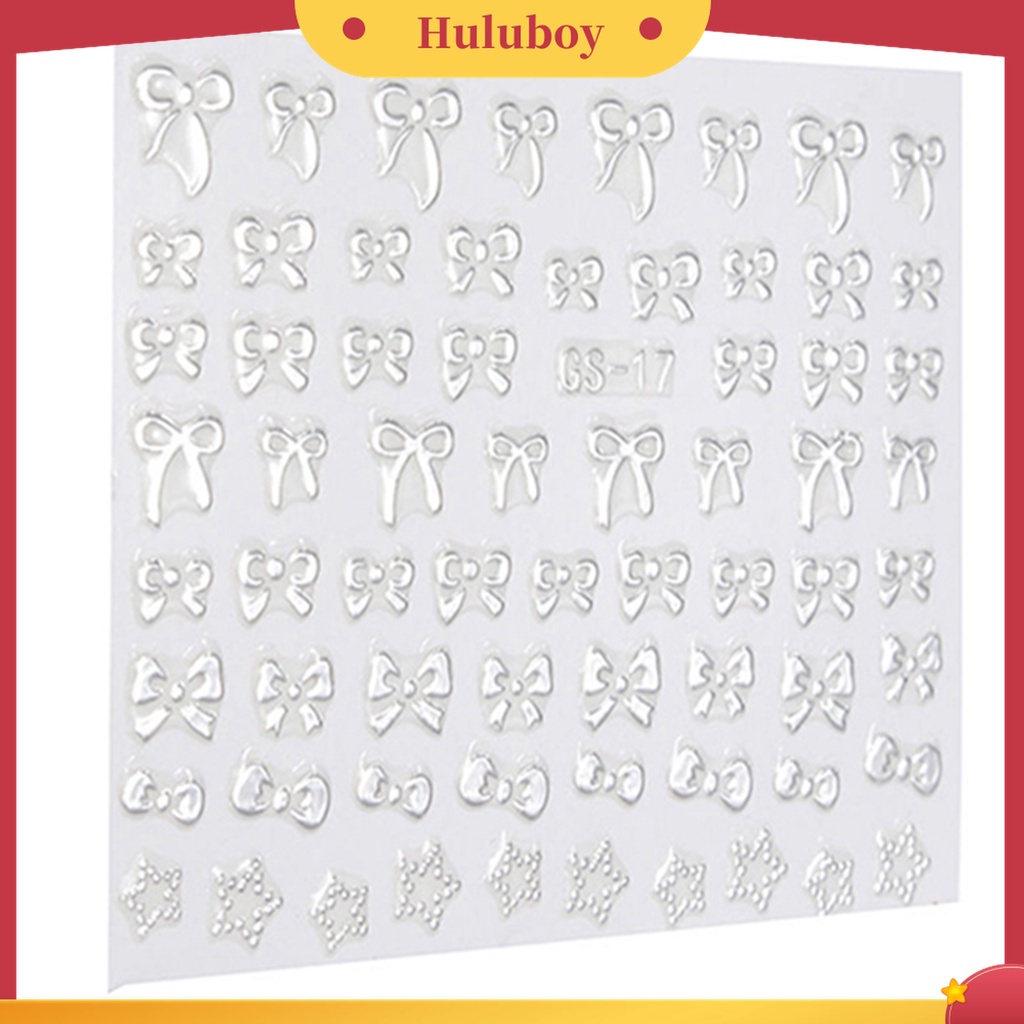 Huluboy Huluboy♡ Stiker Kuku Motif Hati Dan Pita Untuk Dekorasi Manicure