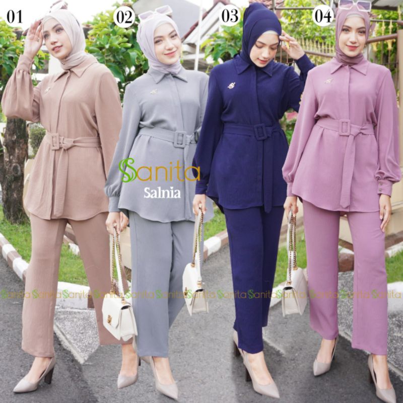 SALNIA ONESET BY SANITA Setelan Celana Kekinian Terlaris Setcel one set Termurah Bestseller best sel