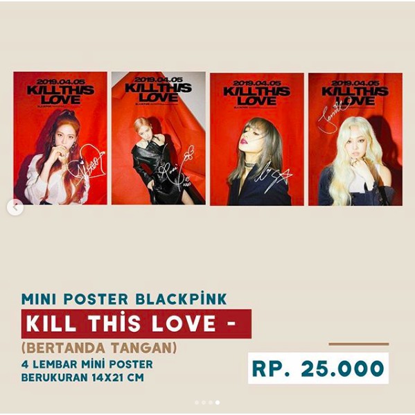 Mini Poster BLACKPINK - KILL THIS LOVE (Bertanda Tangan)