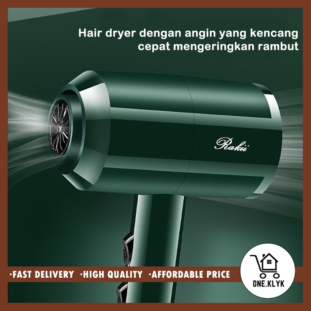 Hair Dryer Kode R8030 Rakii Noise Reduction 2 in 1 | Hair Dryer Ion Melembutkan Rambut | Hair Dryer Pengaturan Suhu dan Kecepatan