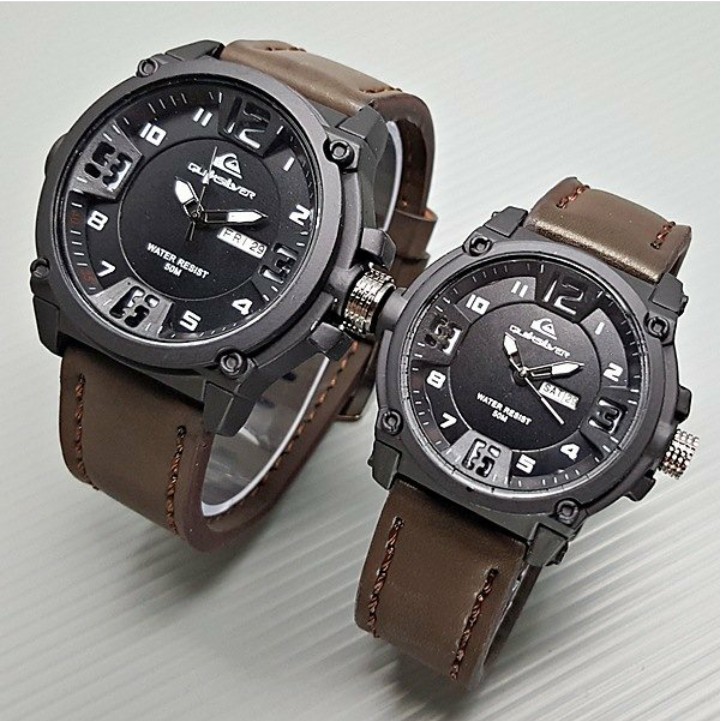 jam tangan couple quiksilver semi ori / jtr 1173 coklat