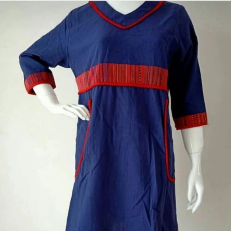 Tunik linen biru bangkok