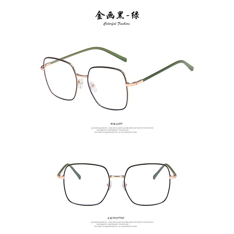 （YUZHU）COD INS Fashion Style Oversized Square Frame Kacamata Untuk Wanita Kacamata Anti Radiasi Untuk Wanita