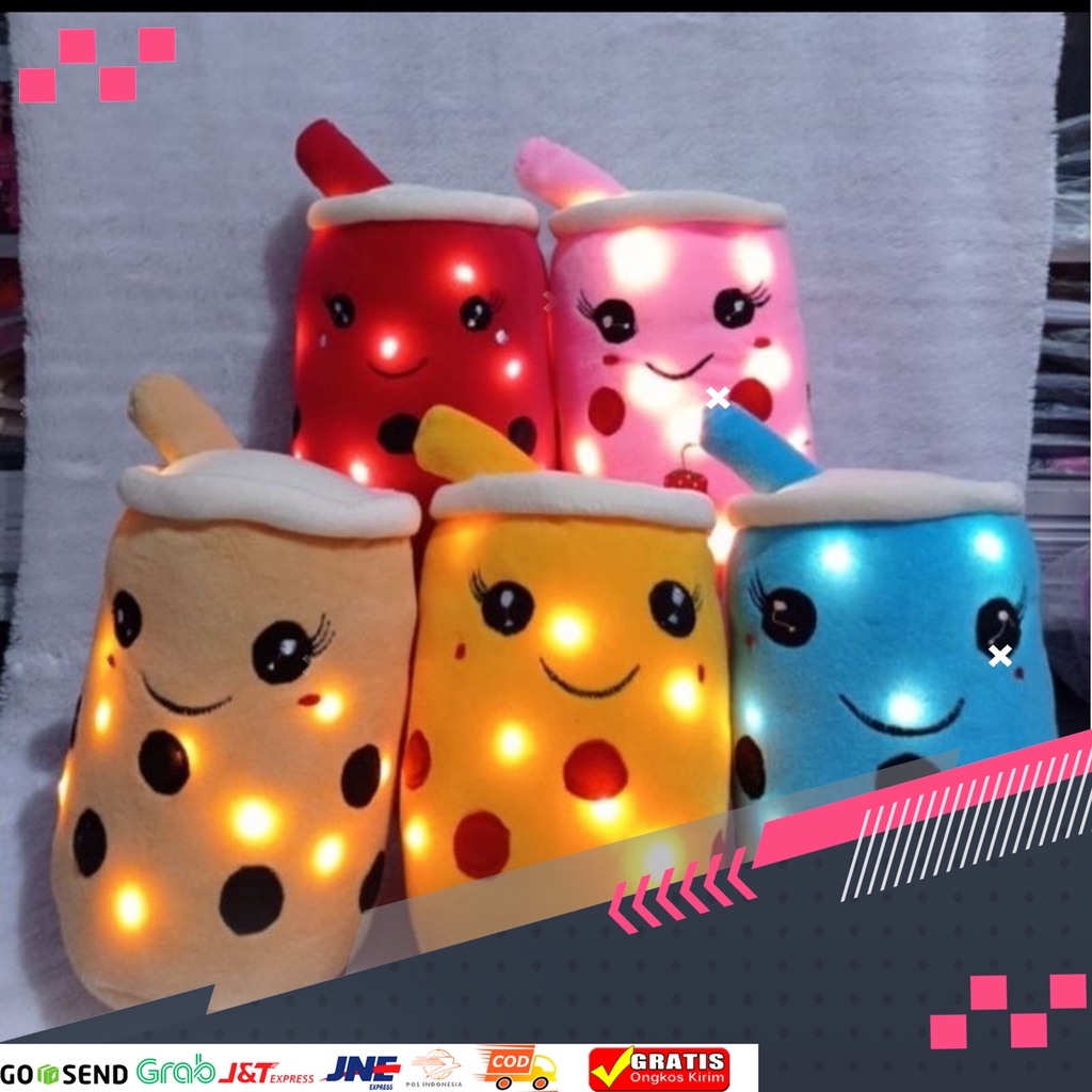 Ukuran Mini  Bantal Boneka Boba Led Empuk Dan Lembut / Boneka Boba Bubble Milk Bantal Boneka Boba / 