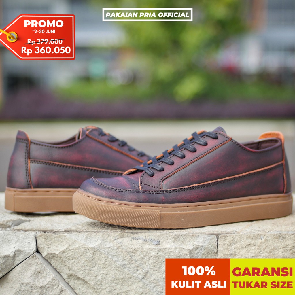SEPATU KULIT SEPATU CASUAL SEPATU PRIA CASUAL SEPATU KULIT PRIA SEPATU KERJA SEPATU - OLAF MAROON