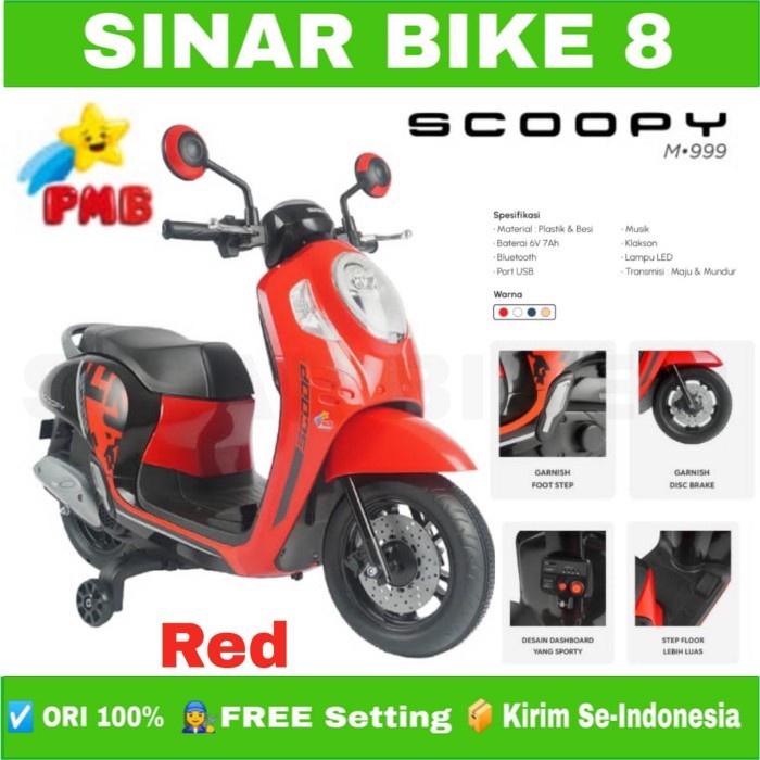 Motoran Aki PMB Model HONDA SCOOPY M 999 Mainan Anak M-999 M999