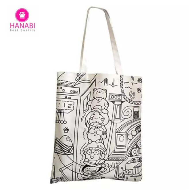 Gadisshop tas totebag DOODLE tas totebag lucu tas totebag sekolah tas totebag jalan jalan