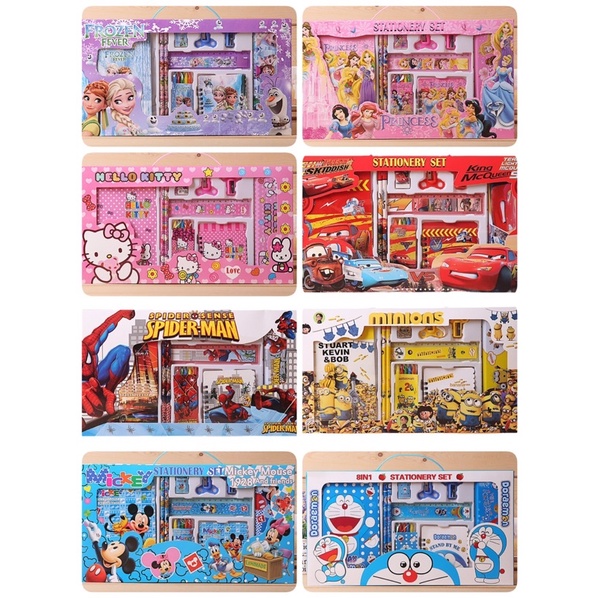

GU07 stationary set anak karakter 14in1/souvenir ulang tahun anak set/alat tulis warna set anak
