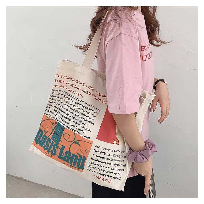 TC-05 tas canvas tote bag wanita import korea jepang simple besar kahlo