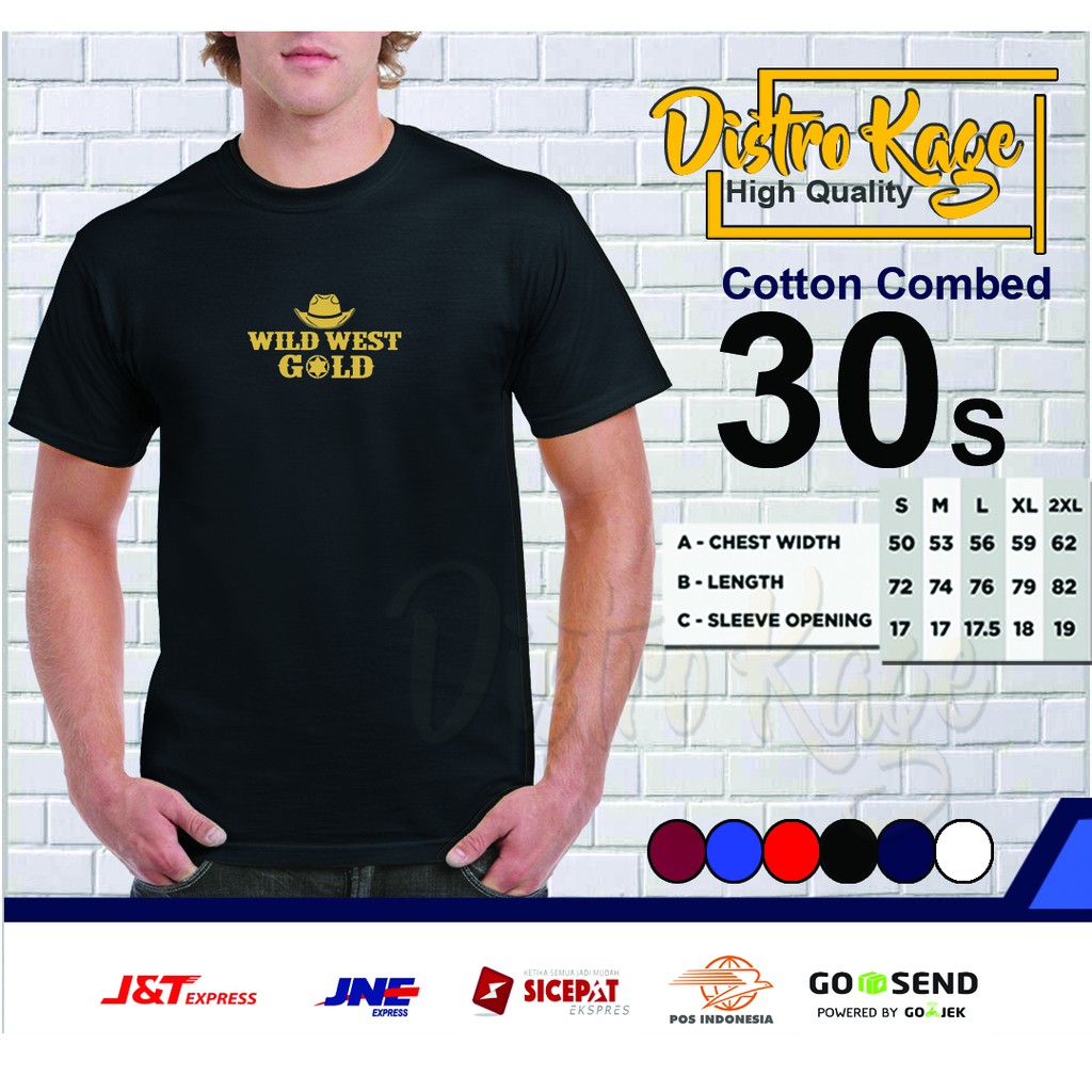 Baju Kaos Pria Wild West Gold Game Slot Pragmatic Desain Simple Ukuran Dewasa Unisex Cotton Combet 3