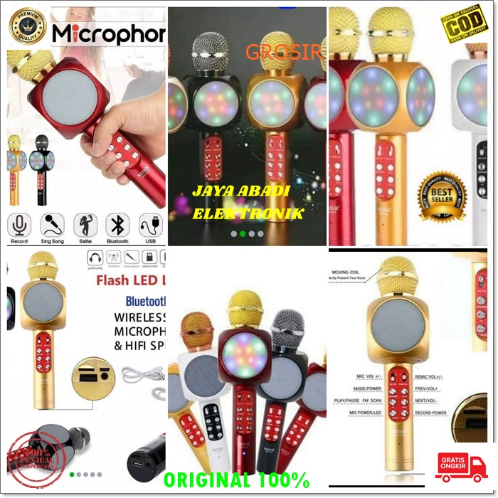J123 WSTER MIC BLUETOOTH MUSIK USB MP3 SMULE MAGIC KARAOKE NARSIS ECHO MUSIC MICROPHONE VOCAL KTV SYSTEM CASAN WIRELESS SPEAKER MINI PORTABLE USB MUSIK SOUND VOKAL JERNIH DAN ENTENG MIC PLAYER ADA OUTPUT UNTUK SPEAKER BESAR BISA BLUETOOTH KE SEGALA HP