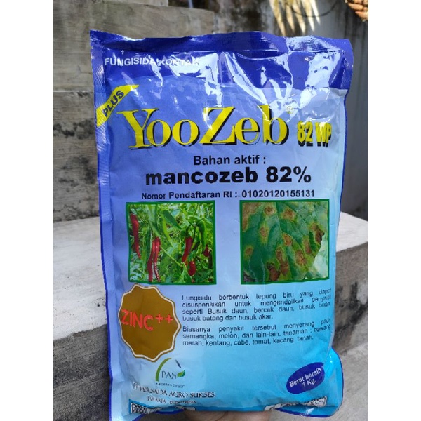 Fungisida Yozeb blue 82wp plus 1kg |Bahan aktif Mancozeb 82%