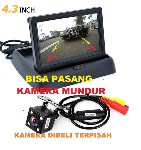 Free Rear Camera Monitor Parkir Mobil Foldable Rear View TFT LCD 4.3 Inch