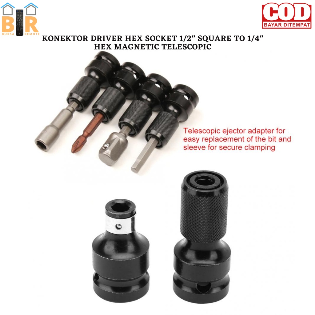 HEX Socket Adapter Spanner Set Drive Converter Impact / KONEKTOR DRIVER SQUARE TO  HEX MAGNETIC TELESCOPIC