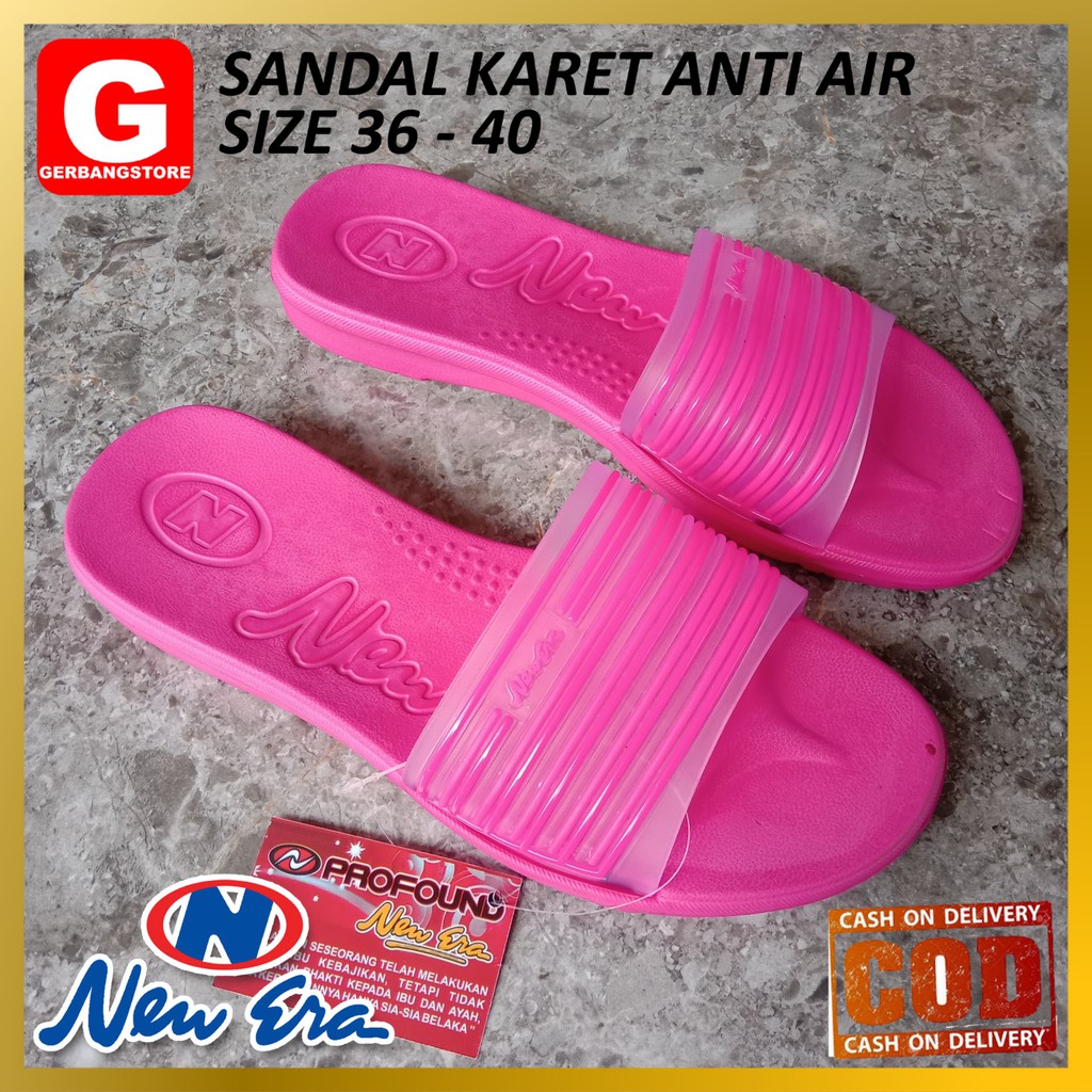 Sandal Karet Untuk Wanita / Cewek New Era Profound Size 36 Sampai 40 Anti Air { LBE 15989 BSR }