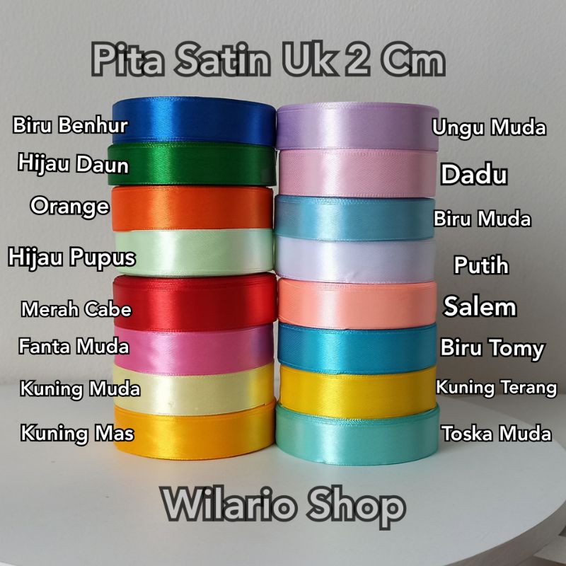 1 ROLL Pita Satin 2 Cm | Pita Satin 3/4 Inch | Pita Saten 2 cm (PER ROLL 25 Yard)