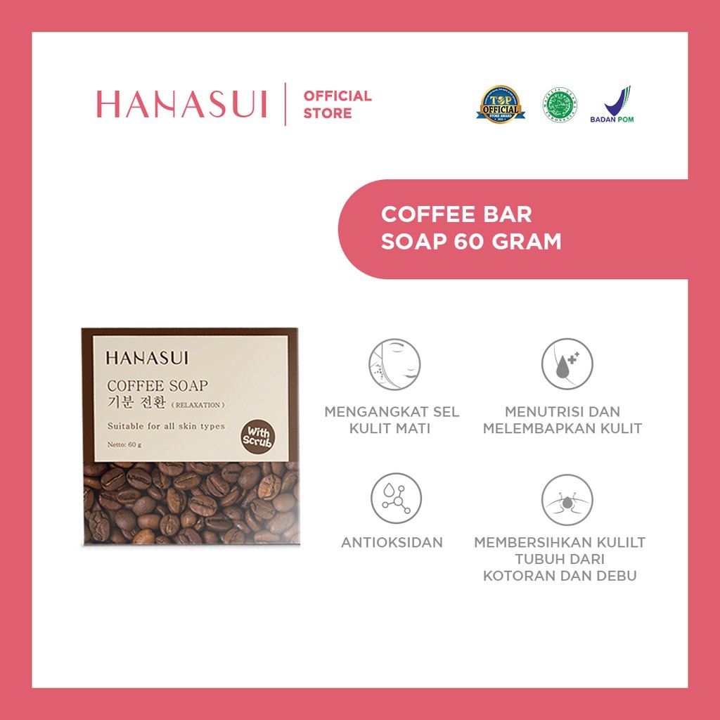 ✨ AKU MURAH ✨Hanasui Coffee Soap with Scrub / 60gr