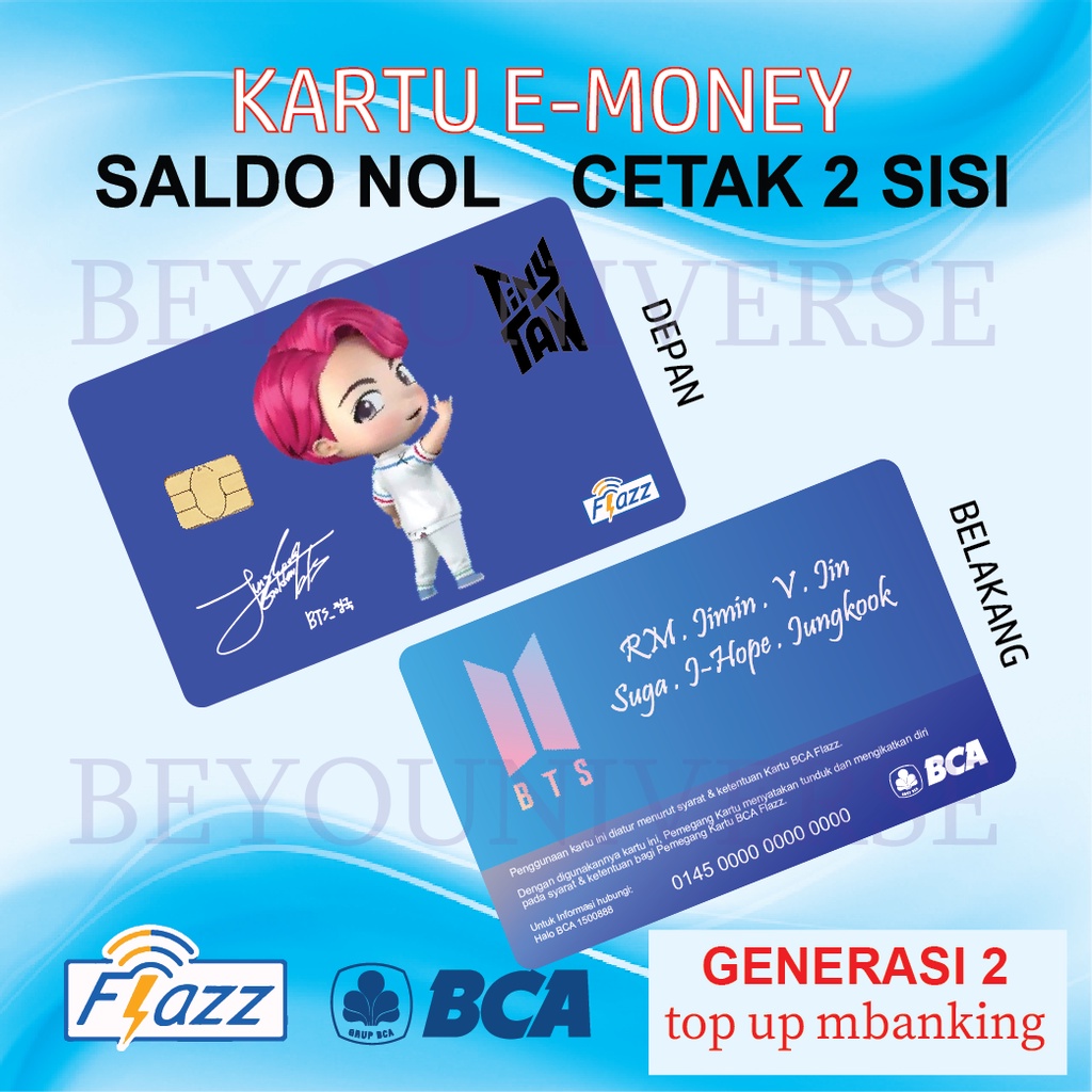 Kartu Flazz BCA gen 2 BTS Tinytan Tiny Tan Idol Mini Doll Magic Shop Custom Kartu Flazz bisa NFC Lim
