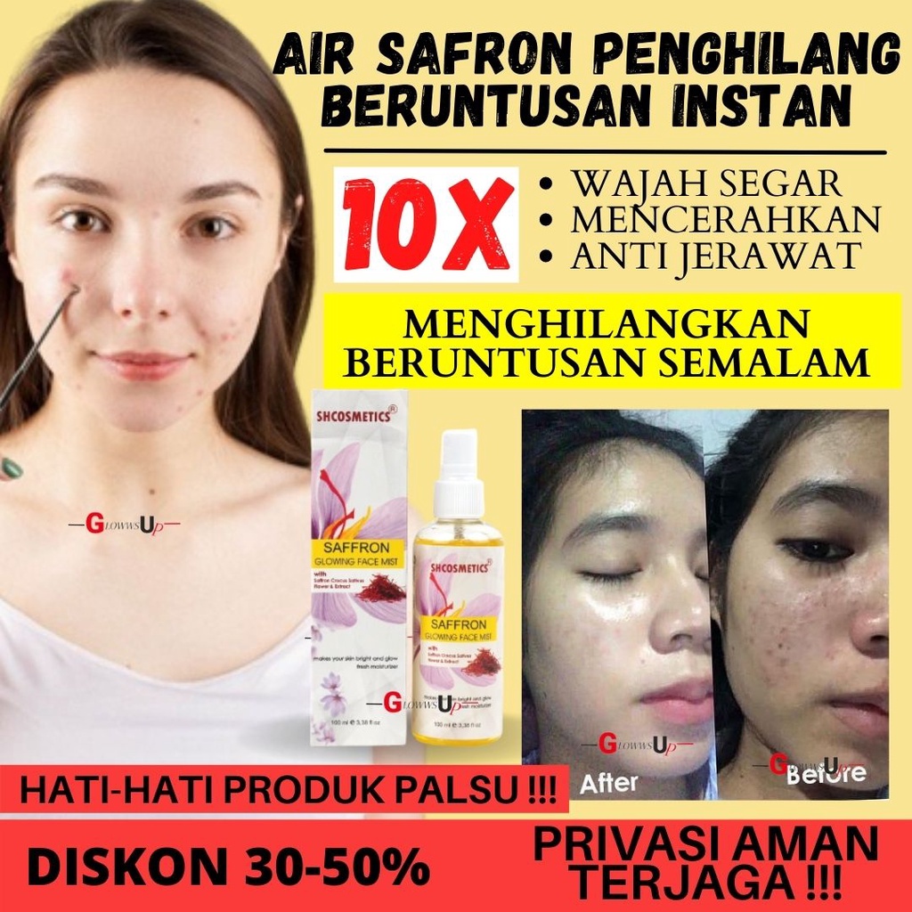 SAFRON FACE MIST SAFFRON GLOWING FACE MIST BPOM 100ml SH PENCERAH WAJAH PENGHILANG BEKAS JERAWAT