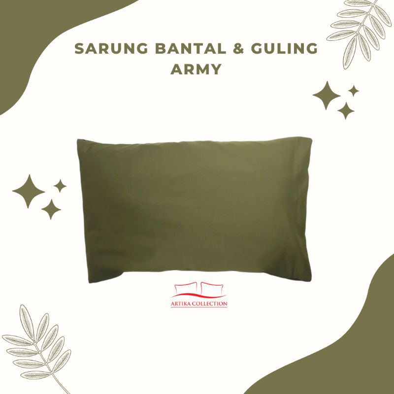 Tambahan Sarung Bantal Guling Polos Hijau Army Ukuran Queen Size 50x70