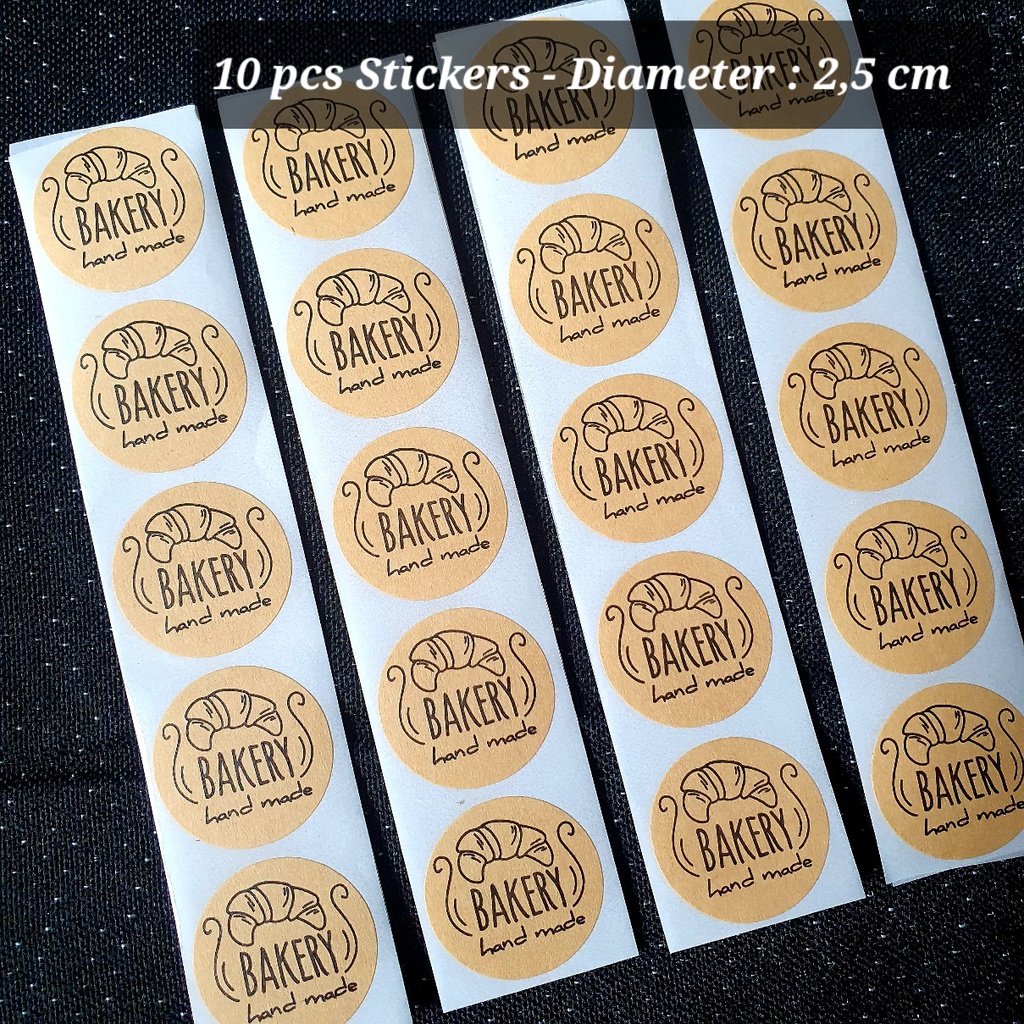 

(10 pcs) Sticker Stiker Segel Bulat Mini 2.5 cm - Bakery Handmade Kraft