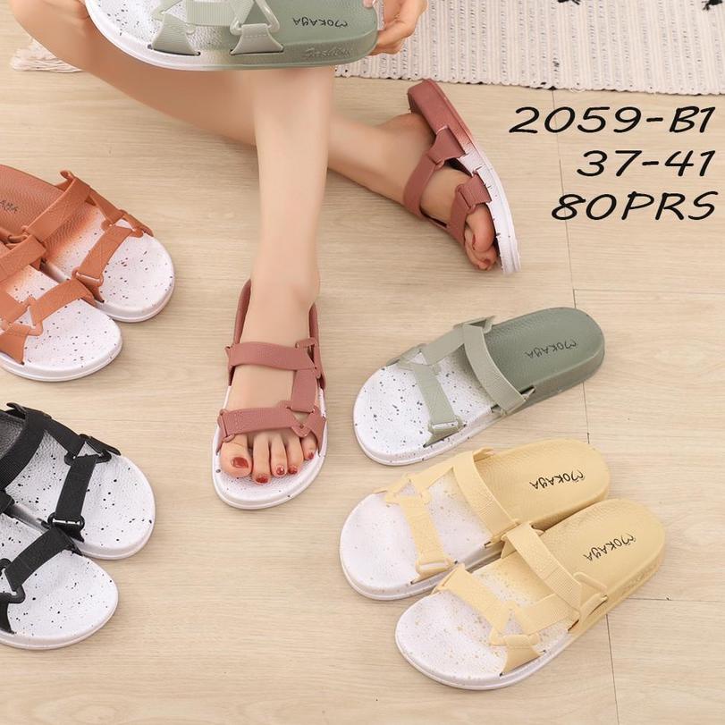 ➥ [] Sandal Slop Jelly Semi Gunung Wanita Warna Sembur Tali Sambung Keren Import Mokaya/Size 37-41(2