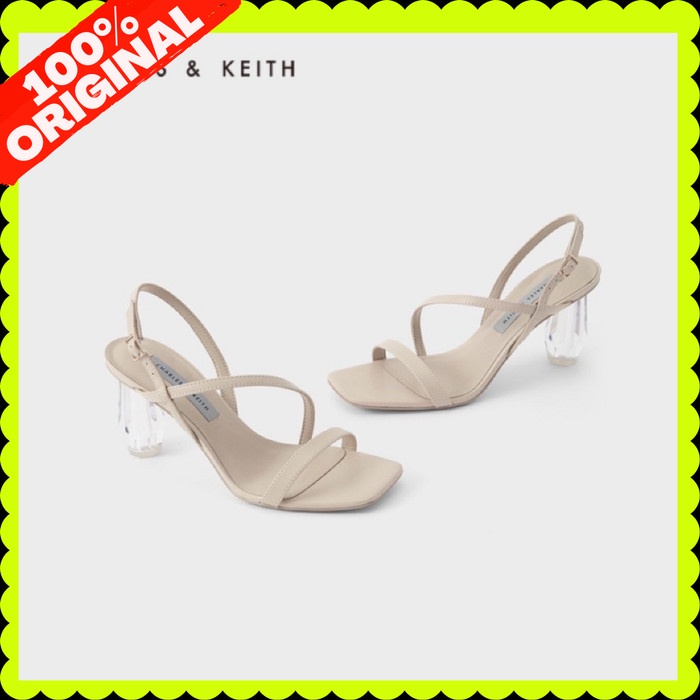 Sandal Heels Wanita Charles And Keith Original Branded Store H442 - Beige, 35 Stok Terbatas