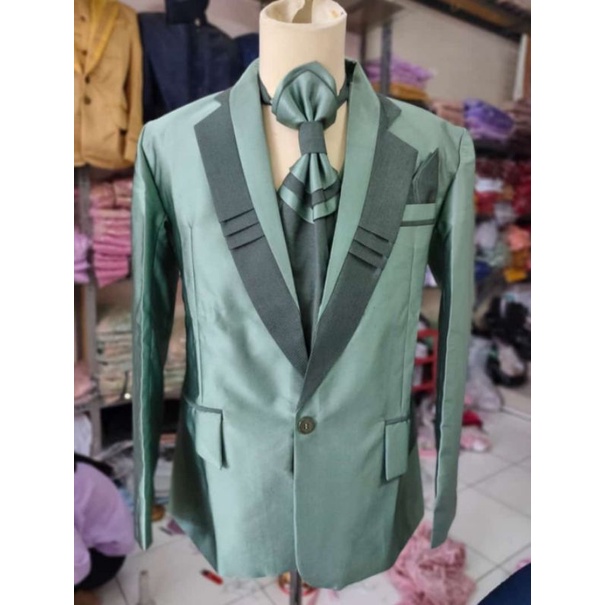 jas semi woll/jas pengantin semi woll warna sage dan wardah lengkap dengan kantong jas