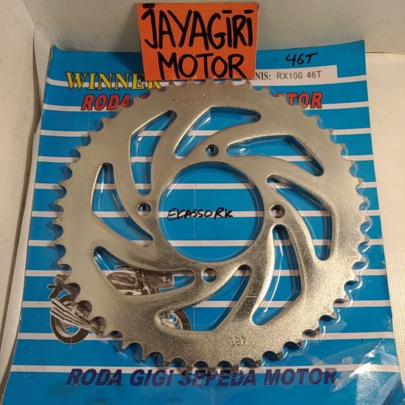Gear Belakang RX 100 RXK RXS 428 30T 34T 35T 40T 41T 42T 43T 46T Gigi Tarik Rantai Roda RXKing King Chain Kit Chainkit Sprocket Gear Set Gearset Gir Girset Depan Drive YGP Sproket Komplit Front Rear Yamaha RX100 RXZ Vega Jupiter R Z MX Crypton Old New Ori-Winner - 46T