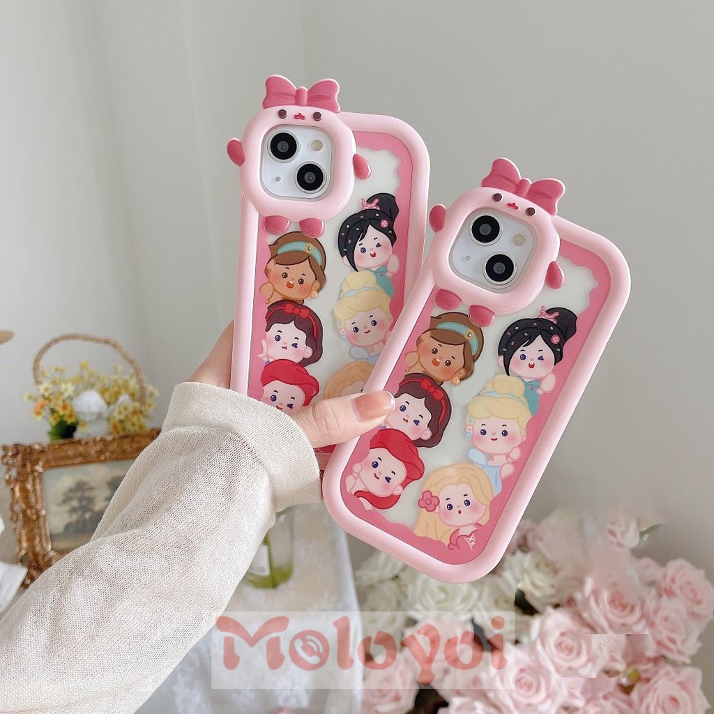 Soft Case TPU Desain Kartun Disney Princess 3D Untuk iPhone 11 14 Pro MAX XR 8Plus 7Plus 13 12 11 Pro MAX X XS MAX 6 6S 14 Plus SE 2020